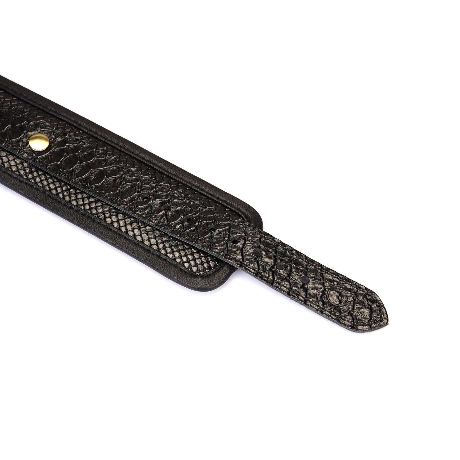 Crocodile Noir Black Leather Wrist Cuffs Kink by Liebe Seele- The Nookie