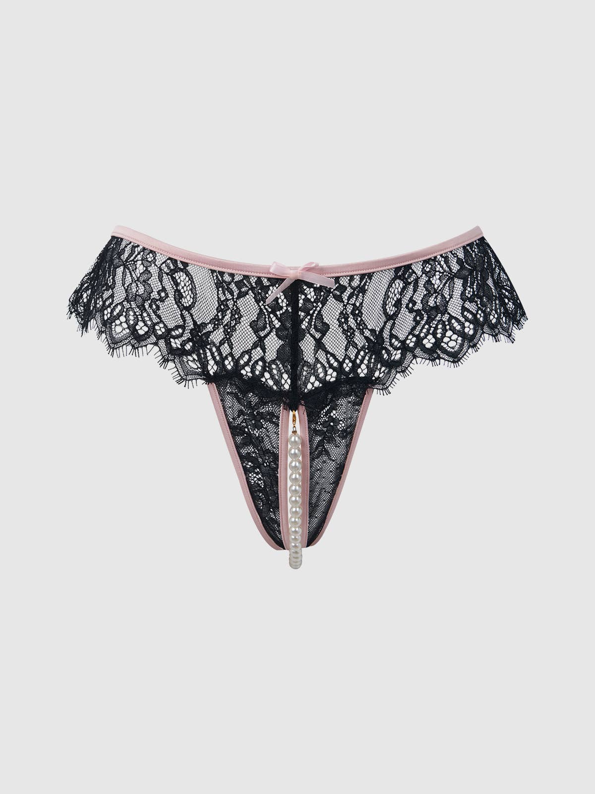 Jocelyn Lace & Pearl Crotchless Thong Lingerie by House of Desire- The Nookie