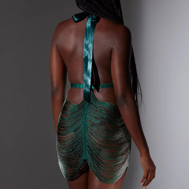 Fringe Benefits Slip Dress - Green Lingerie by Thistle & Spire- The Nookie