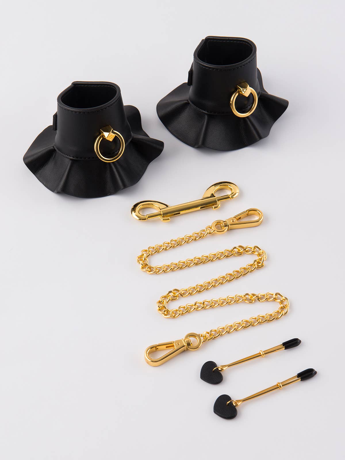 OS Leather-Like Handcuffs & Clamps Bondage Set Kink by House of Desire- The Nookie