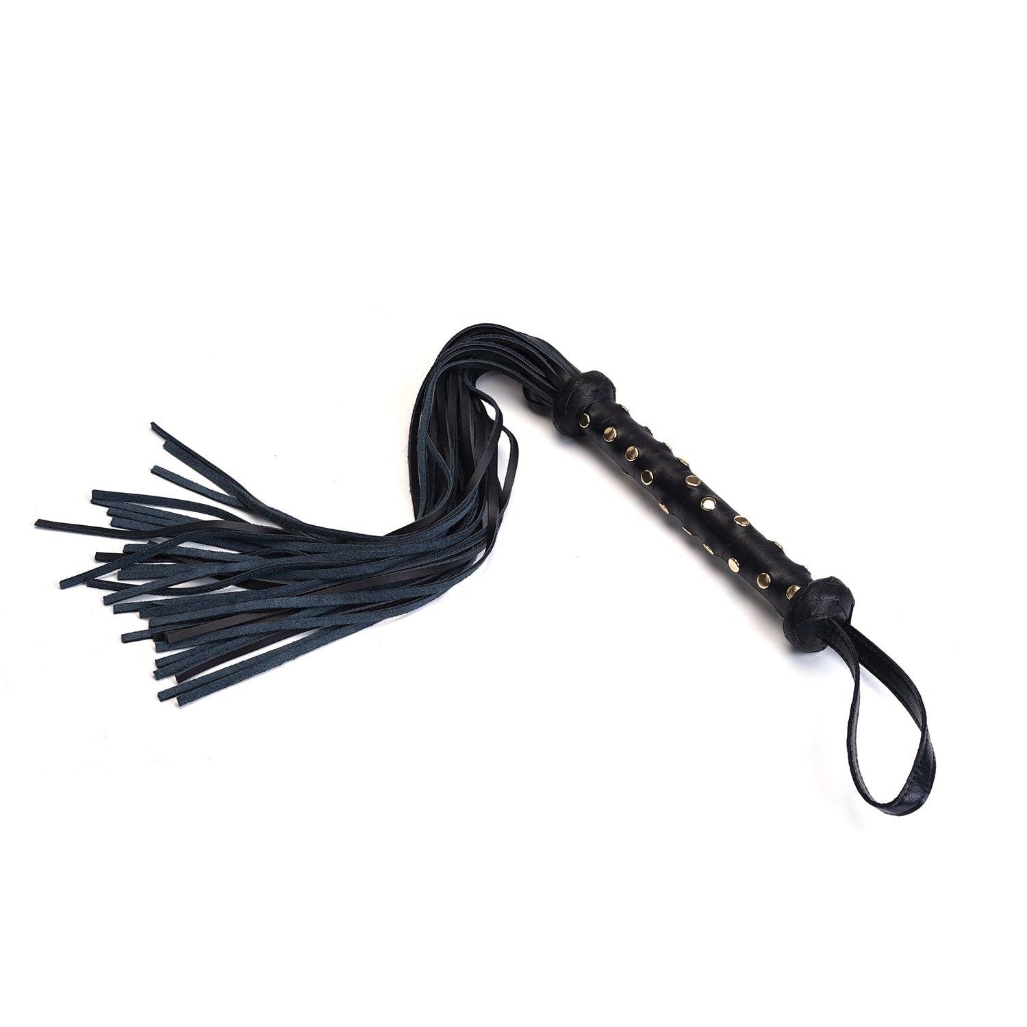 Dark Secret Deluxe Leather Flogger with Studded Handle Kink by Liebe Seele- The Nookie