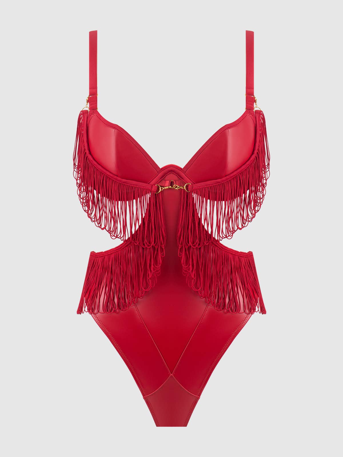 Phoenix Faux Leather & Fringe Crotchless Teddy Lingerie by House of Desire- The Nookie