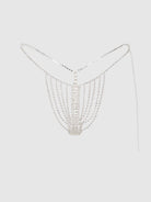 Rhinestone Vertical Thong in Silver Lingerie by House of Desire- The Nookie