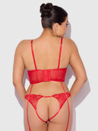 Cecily Lace & Chain Bustier & Hipster Set in Red Lingerie by House of Desire- The Nookie