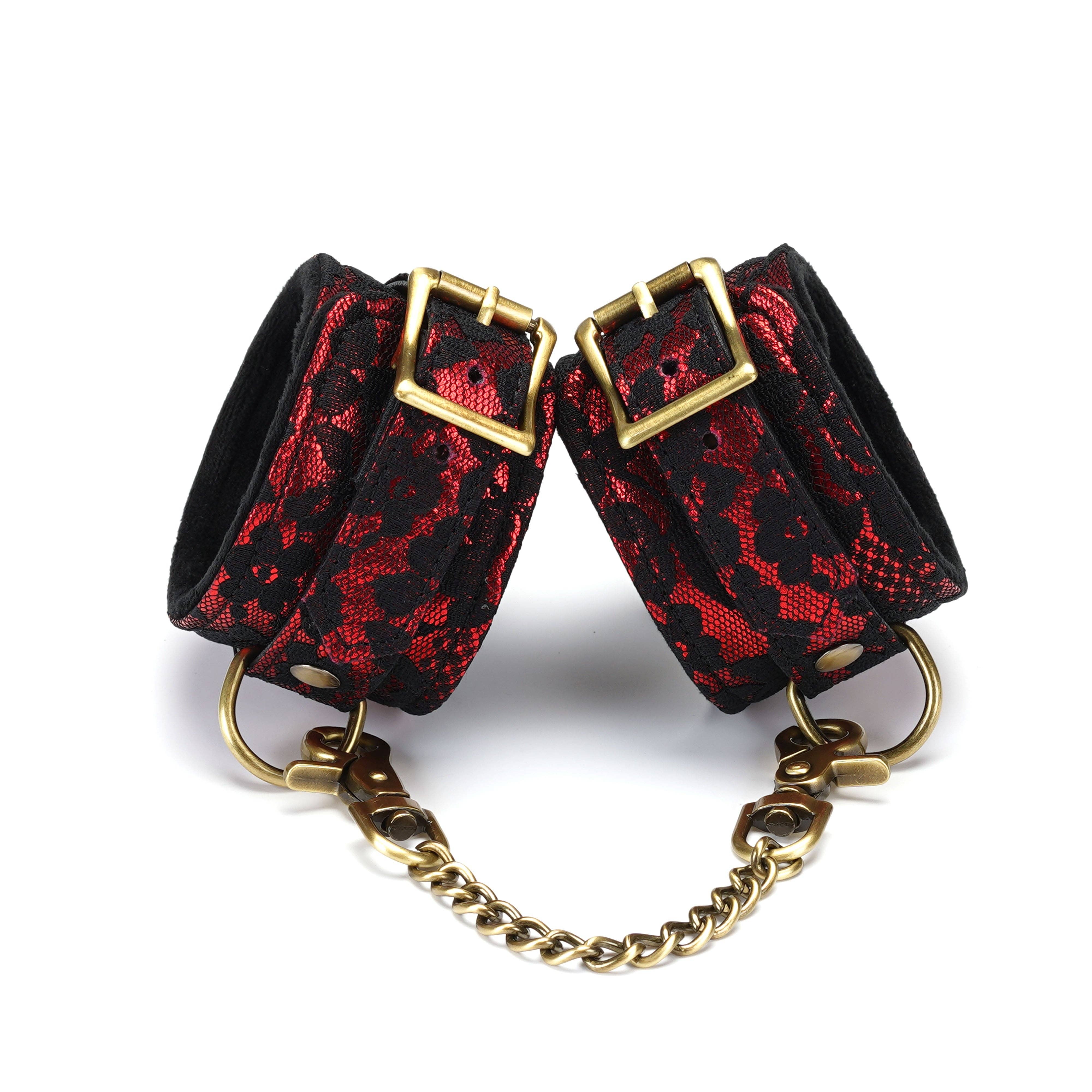 Victorian Garden Lace and Velvet Ankle Cuffs, Vegan-friendly Kink by Liebe Seele- The Nookie
