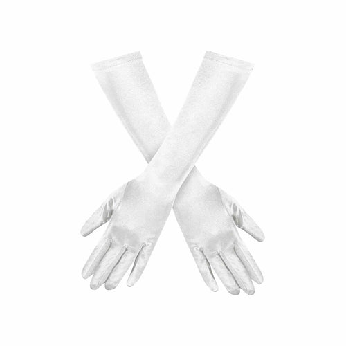  15 inch Below Elbow Satin Gloves in White Lingerie by Diacly- The Nookie