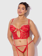 Cecily Lace & Chain Bustier & Hipster Set in Red Lingerie by House of Desire- The Nookie