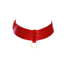 Red Bondage Choker with Gold Sliders and Ring Lingerie by Flash You & Me- The Nookie