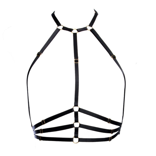  Black Samantha Harness with Golden Sliders Lingerie by Flash You & Me- The Nookie