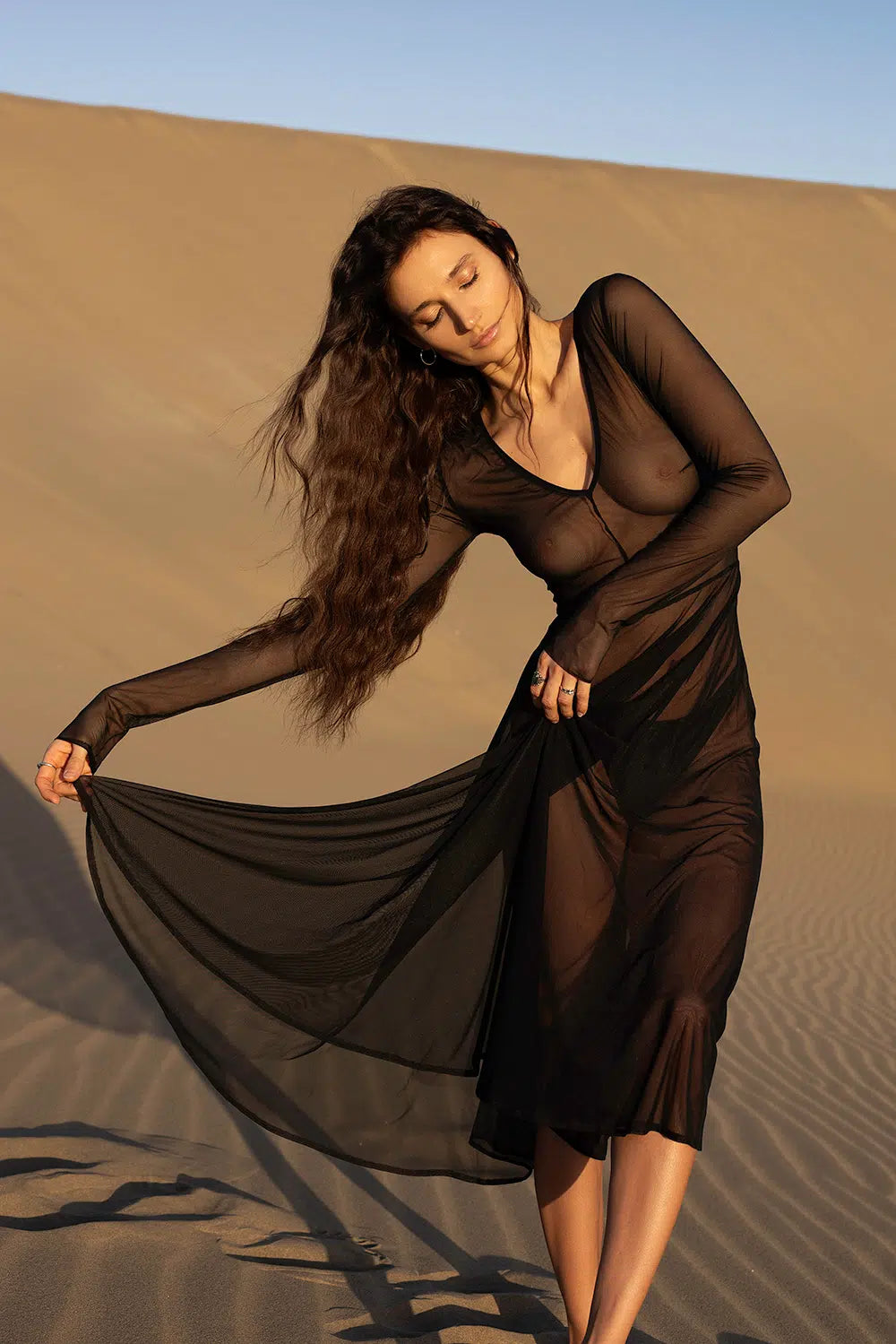 Sheer Black Mesh Midi Dress Lingerie by Flash You & Me- The Nookie