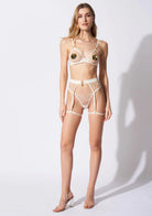  Après Minuit Suspender Belt in Pearl Lingerie by Atelier Amour- The Nookie