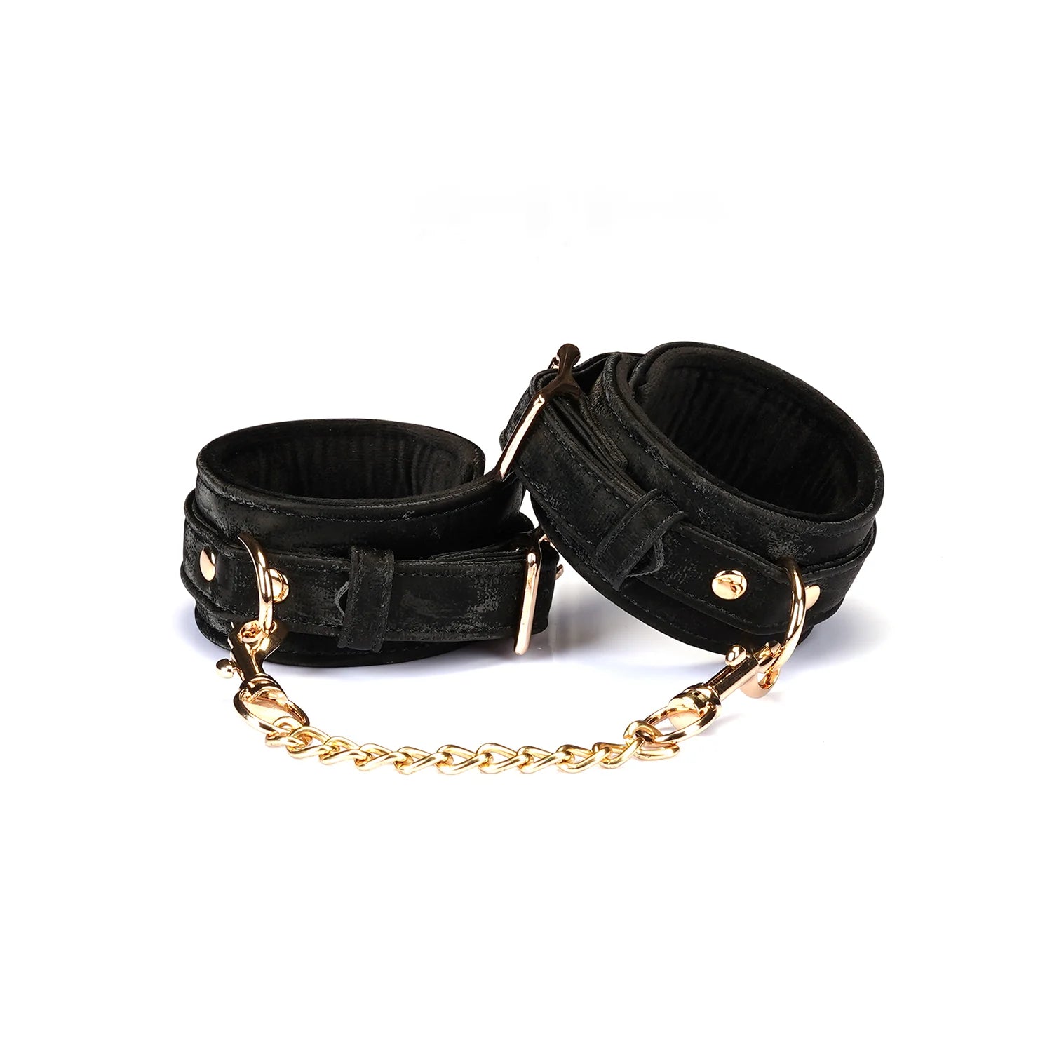 Boudoir Amor: Black Handcuffs with Gold Hardware Kink by Liebe Seele- The Nookie