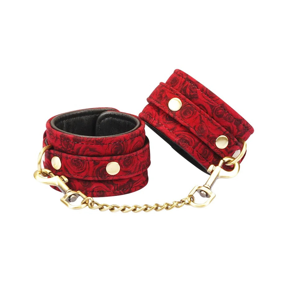  Kinbaku Ukiyoe Red Rosy Suede Leather Handcuffs Kink by Liebe Seele- The Nookie