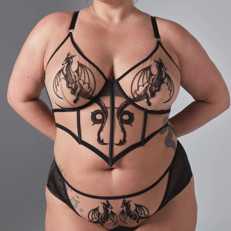  Dracona Bodice - Black/Butterscotch Lingerie by Thistle & Spire- The Nookie