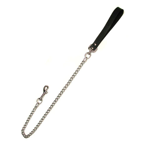  Chain Leash with Black Leather Handle Kink by Stockroom- The Nookie