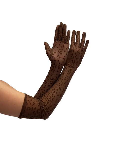  Sheer Leopard Gloves Lingerie by Pamela Mann- The Nookie