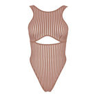  Vertigo Cutout Bodysuit in Mushroom Lingerie by Monique Morin Lingerie- The Nookie