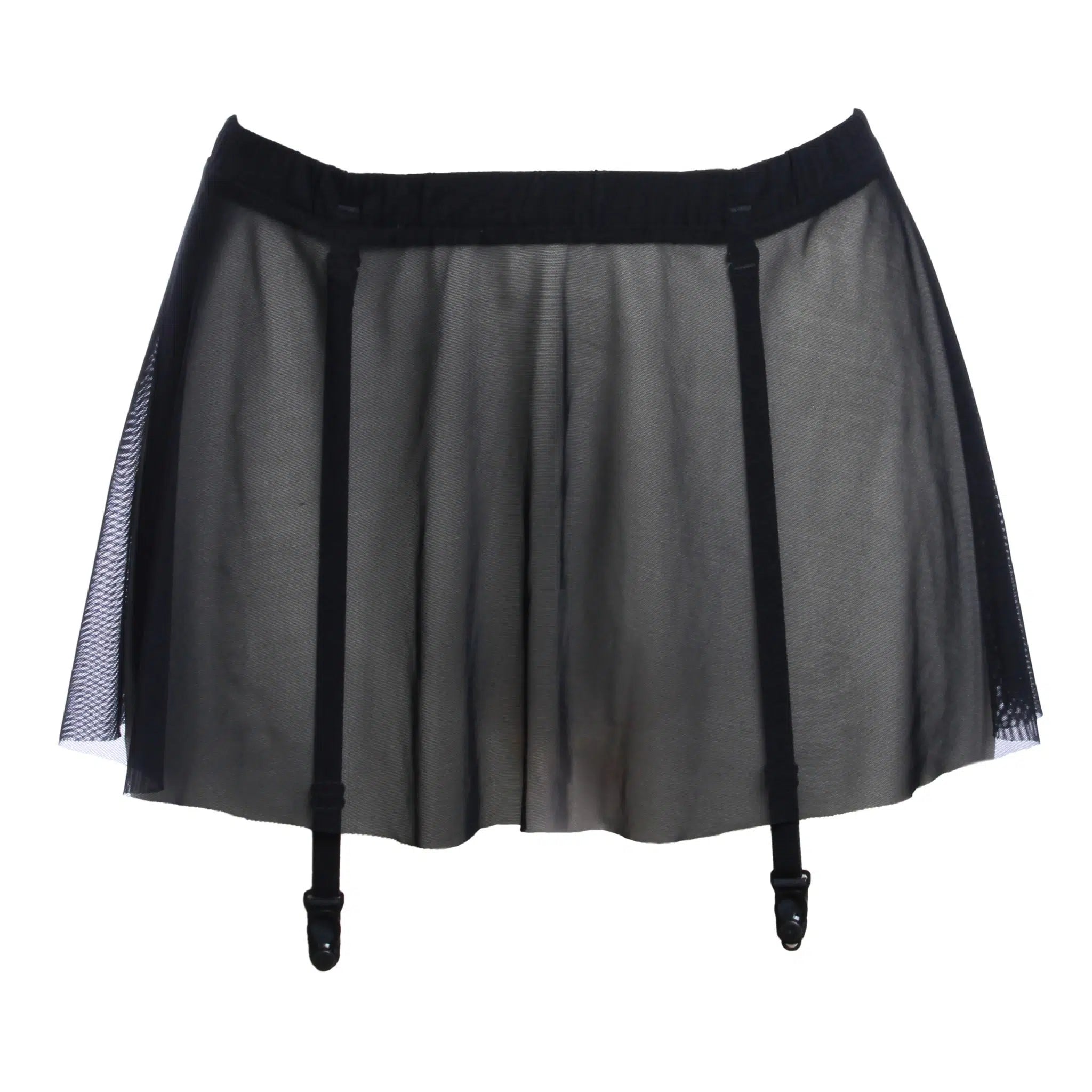 Black Mesh Skirt Garter Belt Lingerie by Flash You & Me- The Nookie