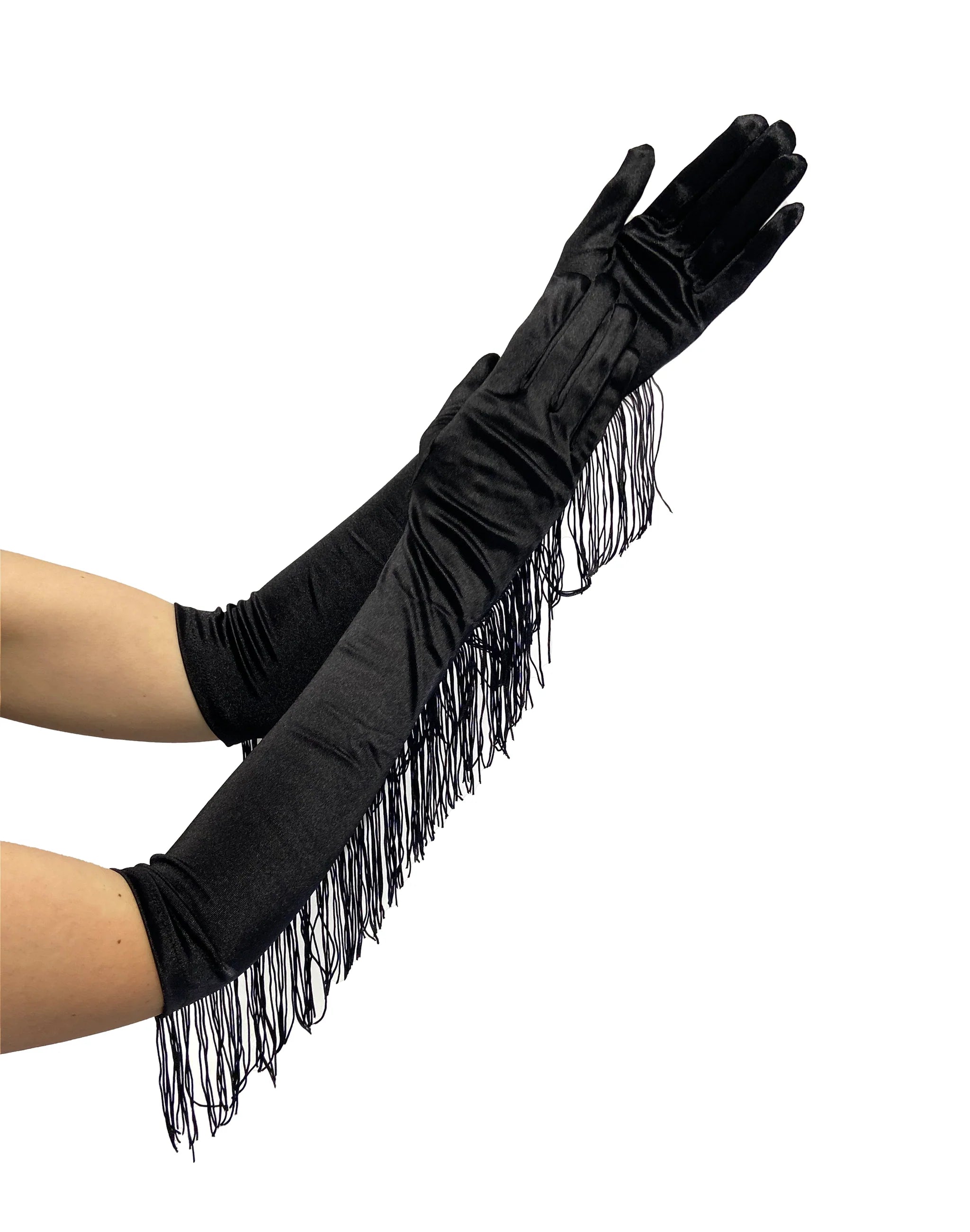  Satin Fringe Long Sleeve Gloves Lingerie by Pamela Mann- The Nookie