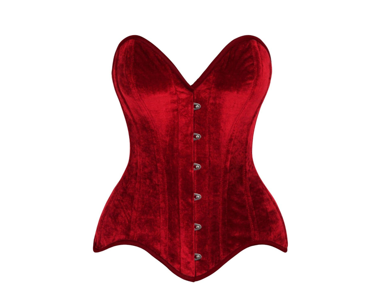 Top Drawer Dark Red Velvet Steel Boned Overbust Corset Lingerie by Daisy Corsets- The Nookie