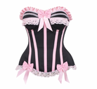 Black and Pink Steel Boned Burlesque Corset Lingerie by Daisy Corsets- The Nookie