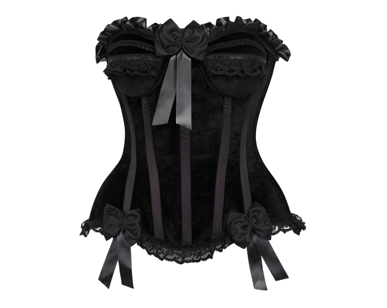 Black Velvet Steel Boned Burlesque Corset Lingerie by Daisy Corsets- The Nookie