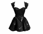 Steel Boned Black Patent PVC Vinyl Corset Dress Lingerie by Daisy Corsets- The Nookie