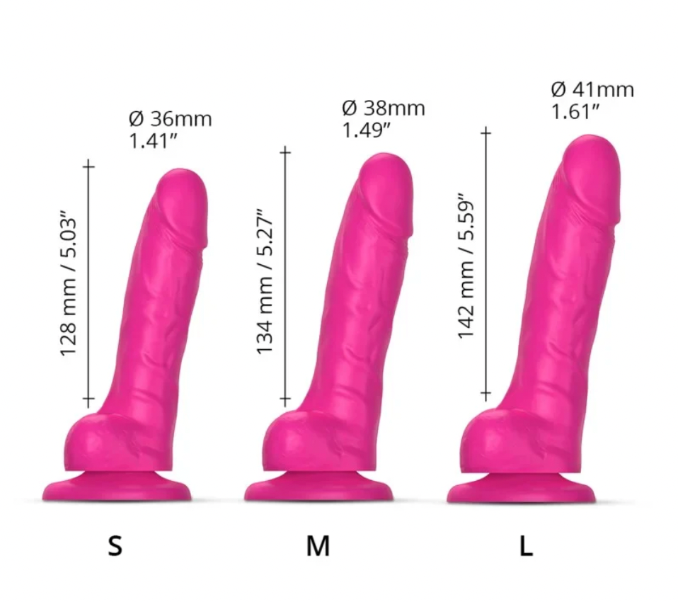 Sliding Skin Realistic Dildo Size S in Fuchsia Dildo by Strap On Me- The Nookie