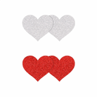 Glitter Hearts Red and Silver Pasties Lingerie by NS Novelties- The Nookie