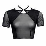  Black Mesh Choker Crop Top Lingerie by Flash You & Me- The Nookie