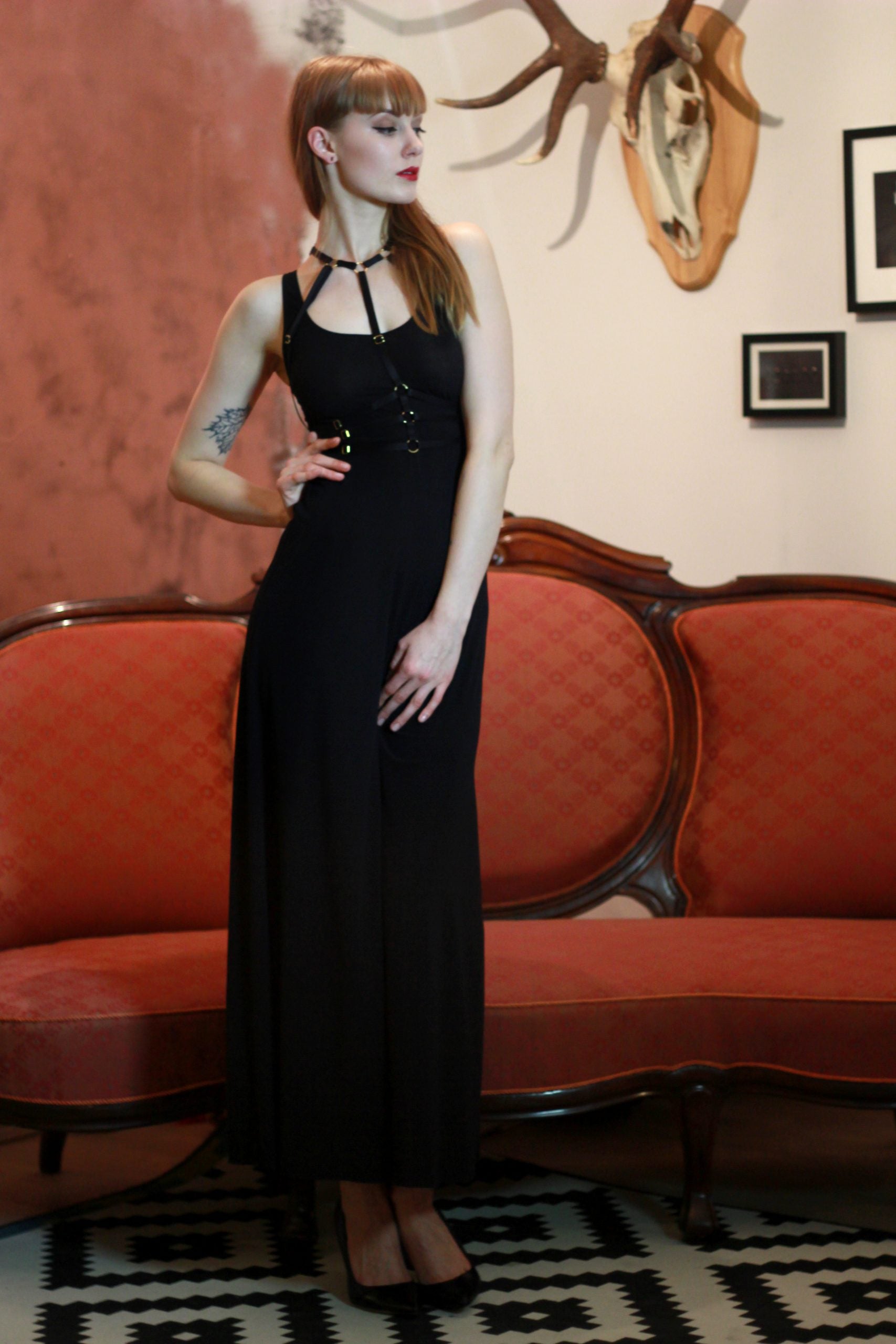  Black Samantha Harness with Golden Sliders Lingerie by Flash You & Me- The Nookie