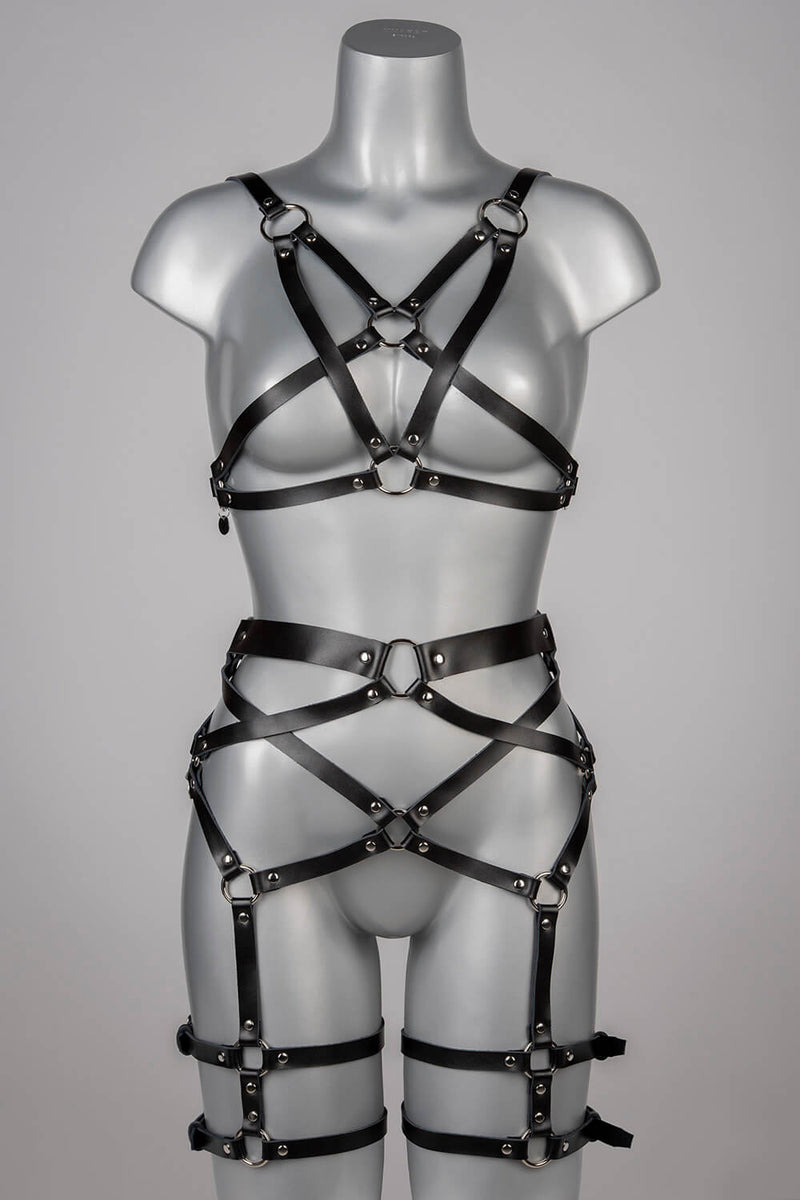  Infinity Leather Harness Bra Lingerie by Voyeur X- The Nookie