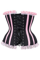  Black and Pink Steel Boned Burlesque Corset Lingerie by Daisy Corsets- The Nookie