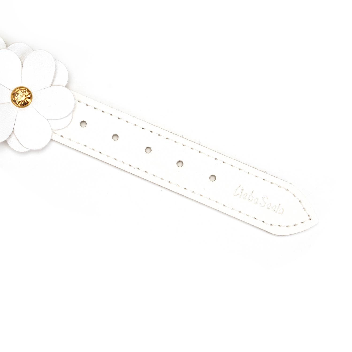 White Leather Flowers Hand Cuffs Kink by Liebe Seele- The Nookie