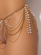 Pearl & Chain Draped Garter Lingerie by House of Desire- The Nookie