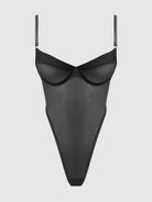 Raquel Mesh and Silky Micro Underwire Bodysuit Lingerie by House of Desire- The Nookie
