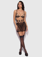 Delilah Embroidered Open Back Half Skirt Lingerie by House of Desire- The Nookie