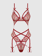 Angelina Lips Embroidery Cutout Teddy Lingerie by House of Desire- The Nookie