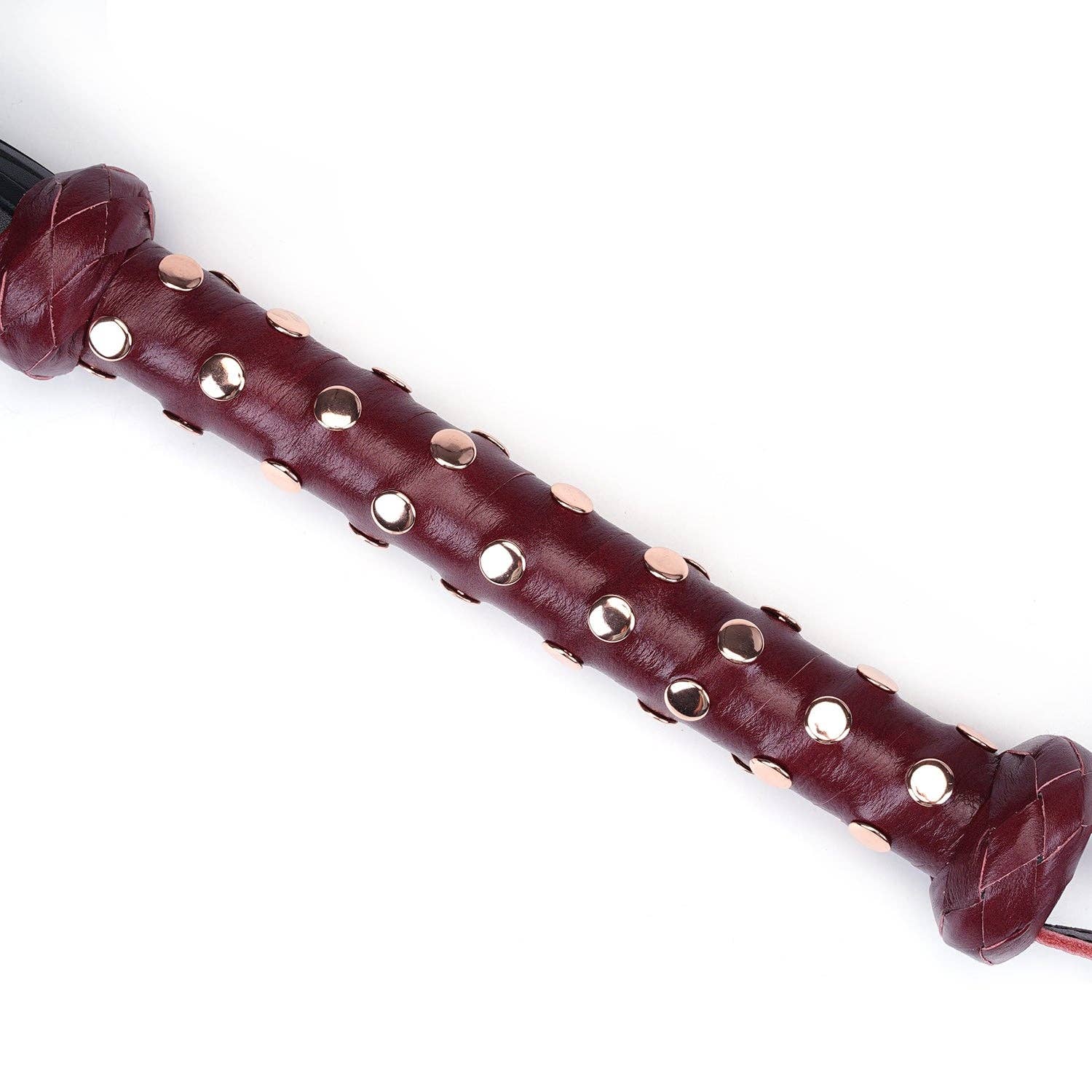 Wine Red Deluxe Cow Leather Heavy Flogger with Studded Handle Kink by Liebe Seele- The Nookie