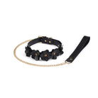  Black Leather Floral Collar with Leash Kink by Liebe Seele- The Nookie