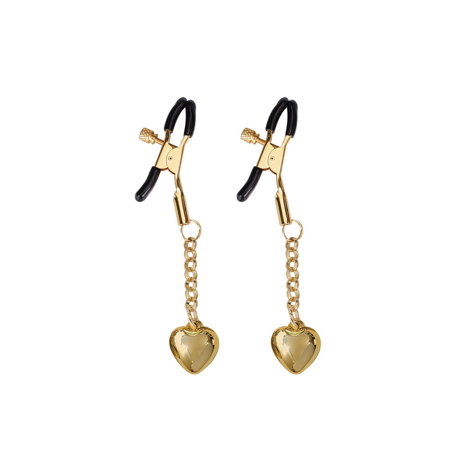  Gold Nipple Clamps: Heart Shape Solid Kink by Liebe Seele- The Nookie