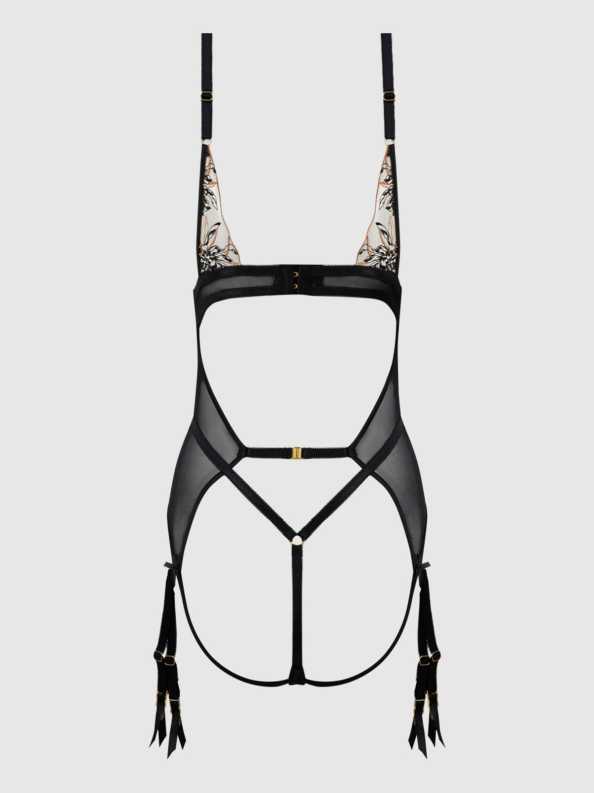 Delilah Embroidered Open Back Teddy Lingerie by House of Desire- The Nookie