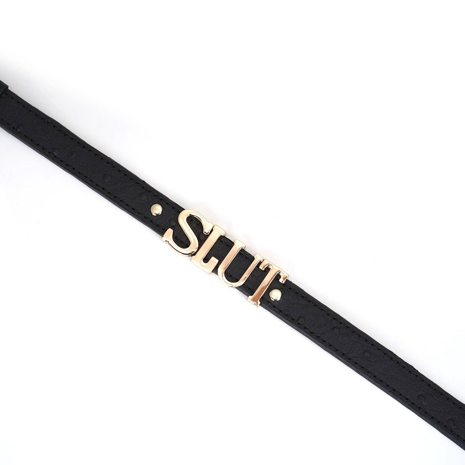  Demon's Kiss Black Leather Choker with Big Letters SLUT Kink by Liebe Seele- The Nookie