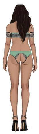 Lara Lace & Liquid Satin Pearl Crotchless Hipster Lingerie by House of Desire- The Nookie
