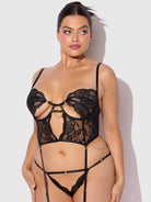 Cecily Lace & Chain Bustier & Hipster Set in Black Lingerie by House of Desire- The Nookie