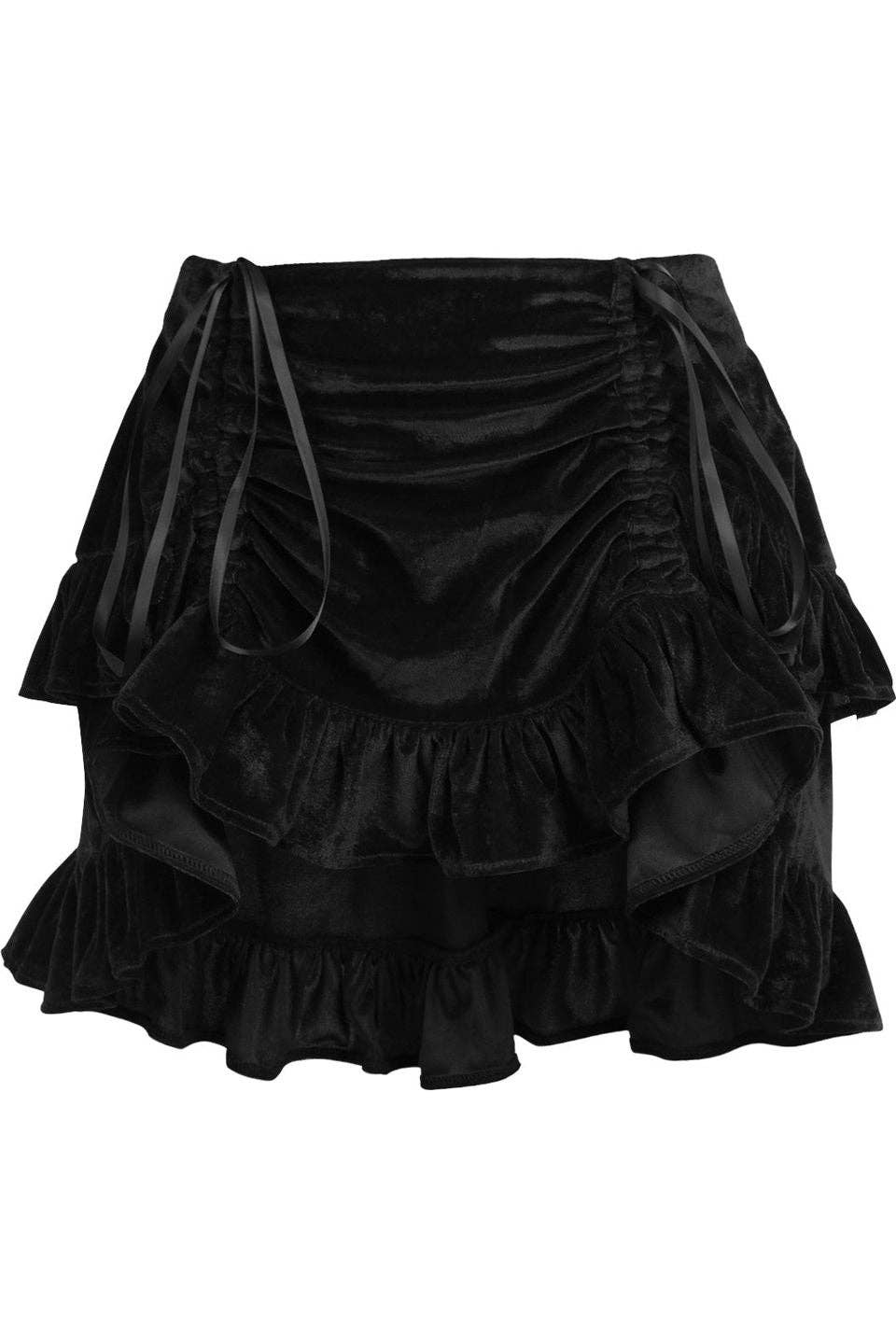  Black Velvet Ruched Bustle Skirt Lingerie by Daisy Corsets- The Nookie