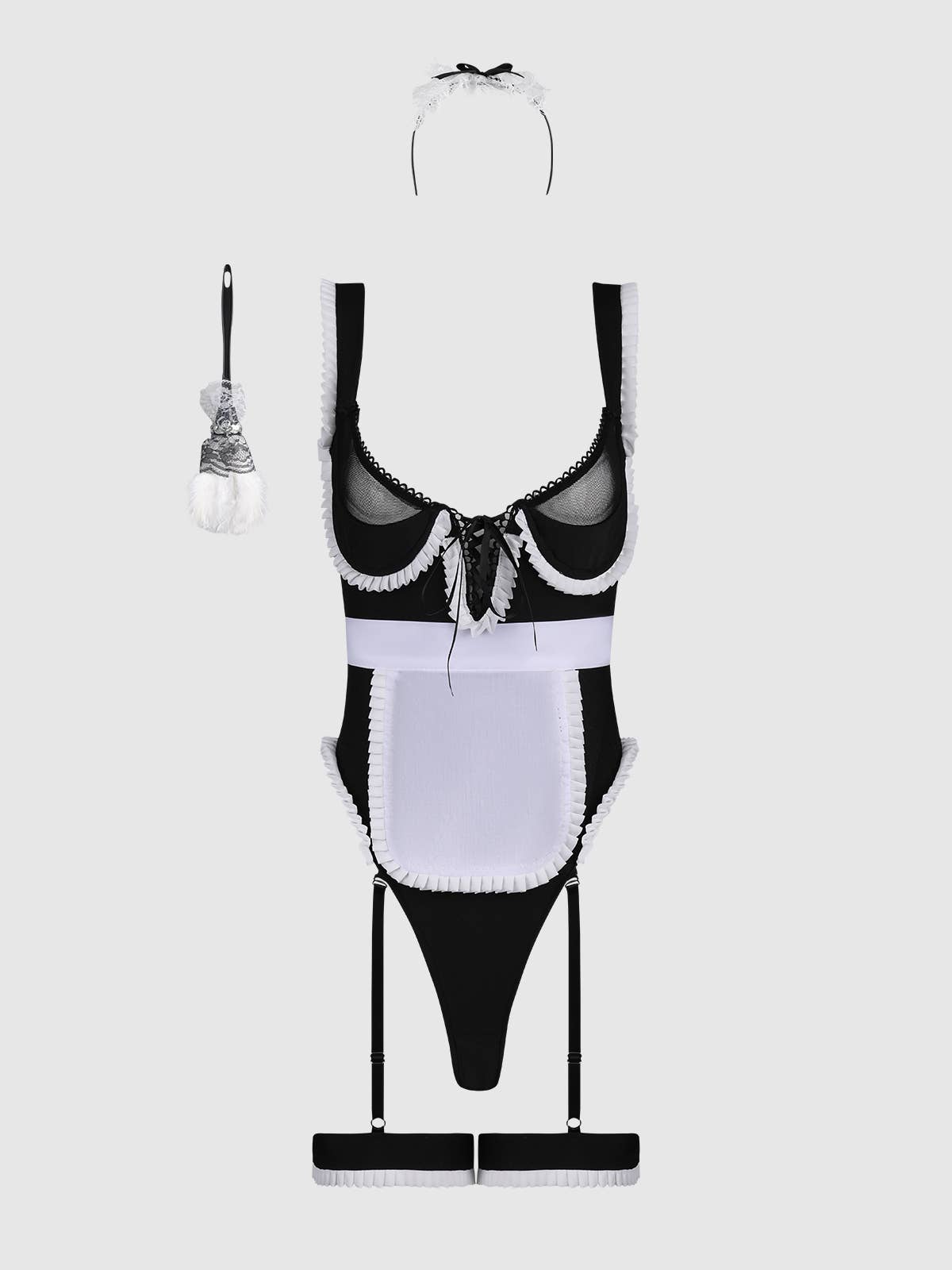 Maid Teddy Four-Piece Set Lingerie by House of Desire- The Nookie