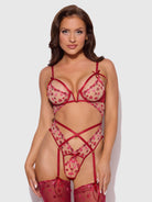 S Angelina Lips Embroidery Cutout Teddy Lingerie by House of Desire- The Nookie