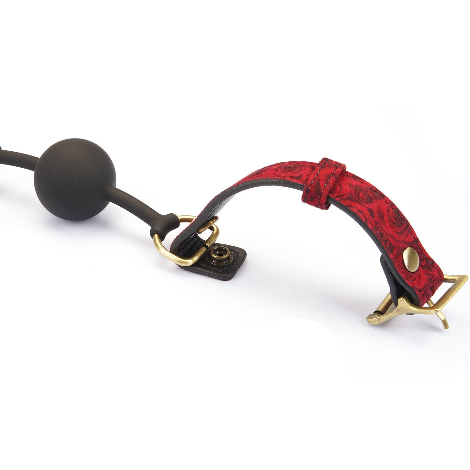 Kinbaku Ukiyoe Ball Gag with Red Rosy Lamb Sued Leather Kink by Liebe Seele- The Nookie