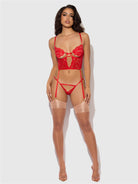 Cecily Lace & Chain Bustier & Hipster Set in Red Lingerie by House of Desire- The Nookie